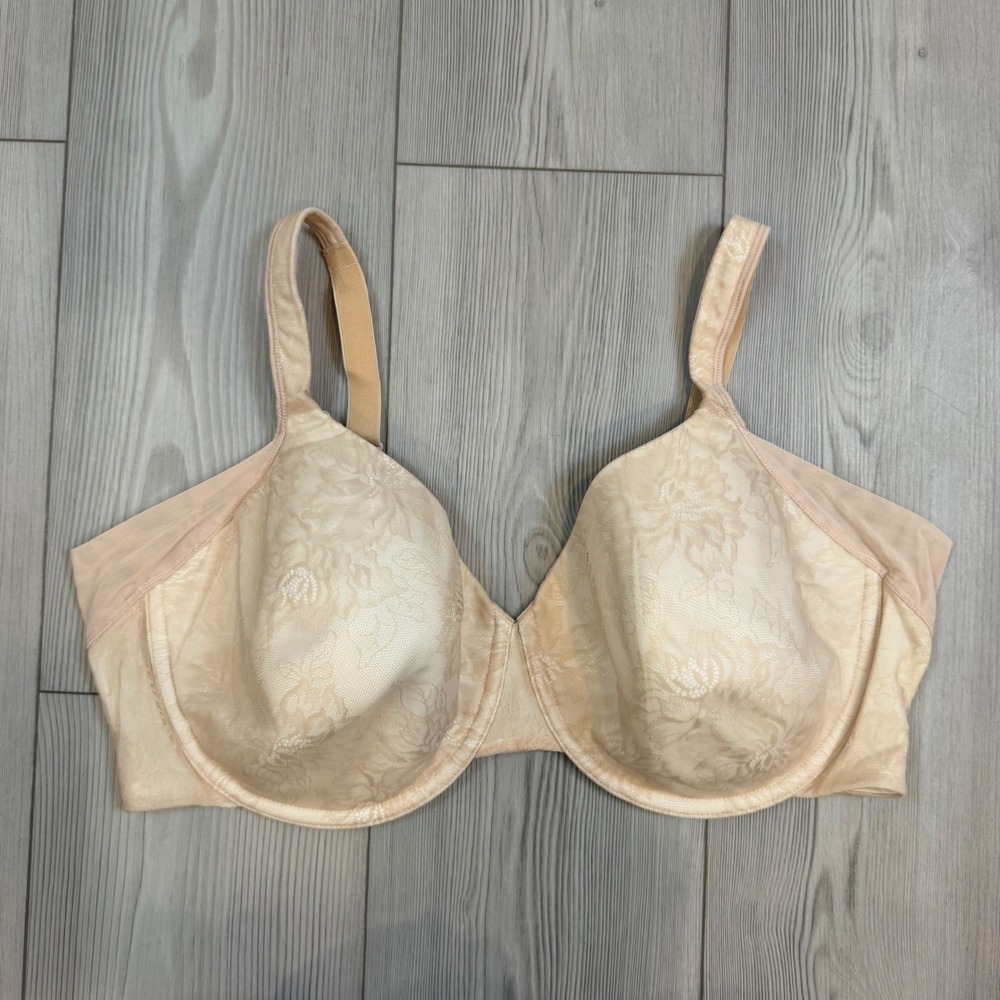 Bali Passion for Comfort Underwire Bra 44D Beige Floral Lace 3548 Full Coverage